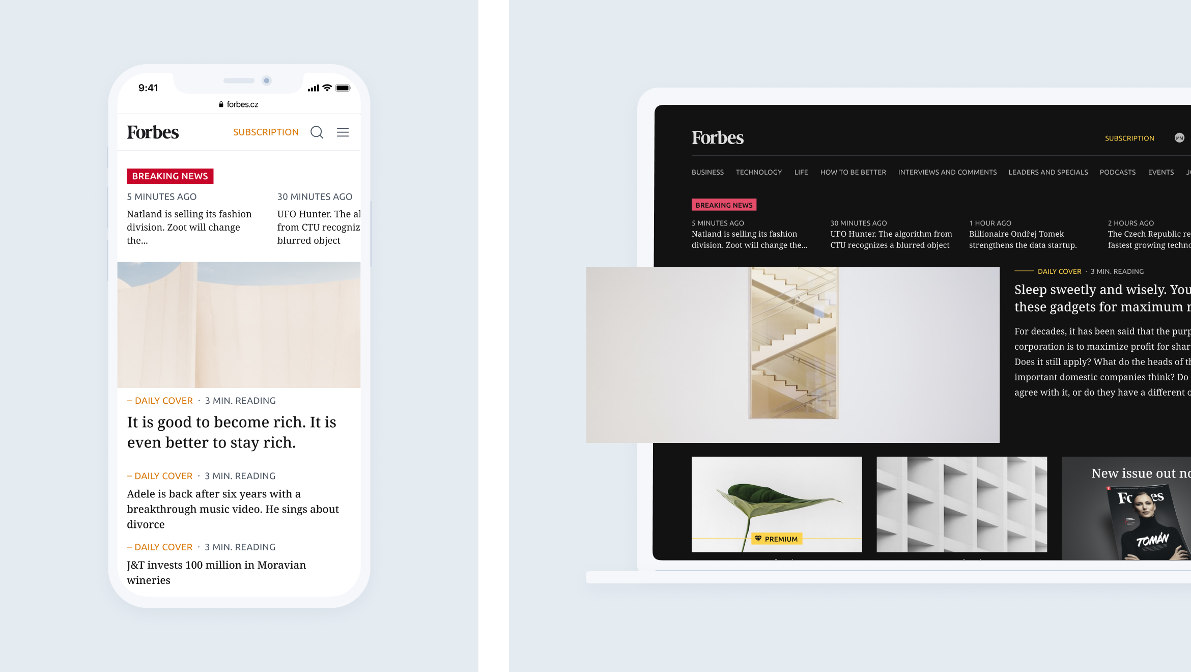 Creating an attractive design strategy for the most prestigious business magazine in Slovakia Forbes