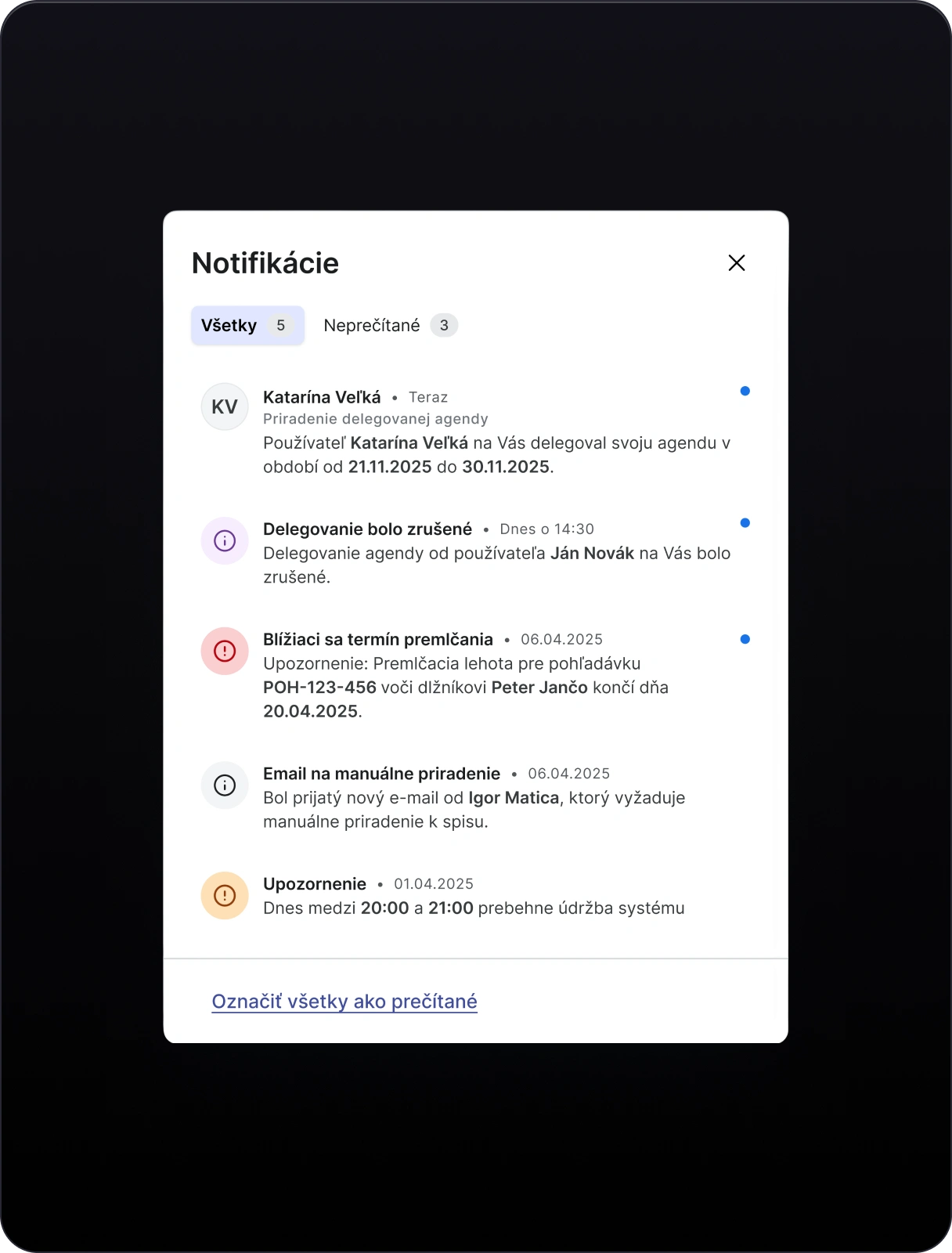 Notifikácie v pôvodnom systéme SKP